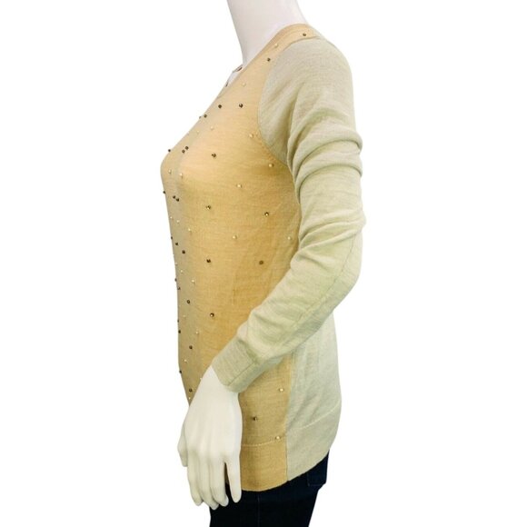 Ann Taylor LOFT Womens Wool Blend Sweater Gem Pearl Embellished Size M - Picture 9 of 12